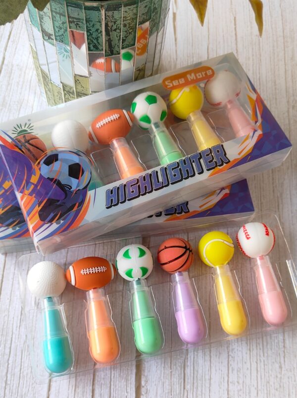Fancy Sports Football Shaped Highlighter Set : 6 Colors