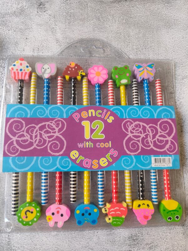 Cute Eraser Top 12 Pencil Set - Image 3