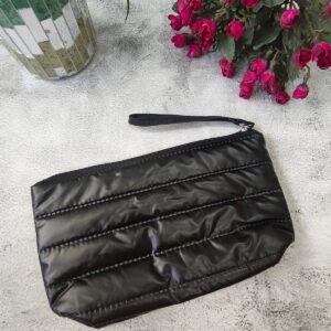 Quilted Puffer Cosmetic Bag : Metallic Travel Pouch