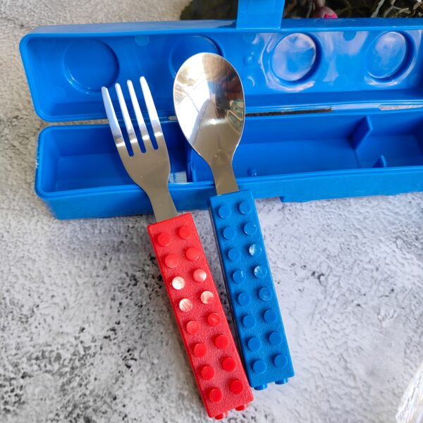 Lego Like Cutlery Spoon & Fork Set - Image 2