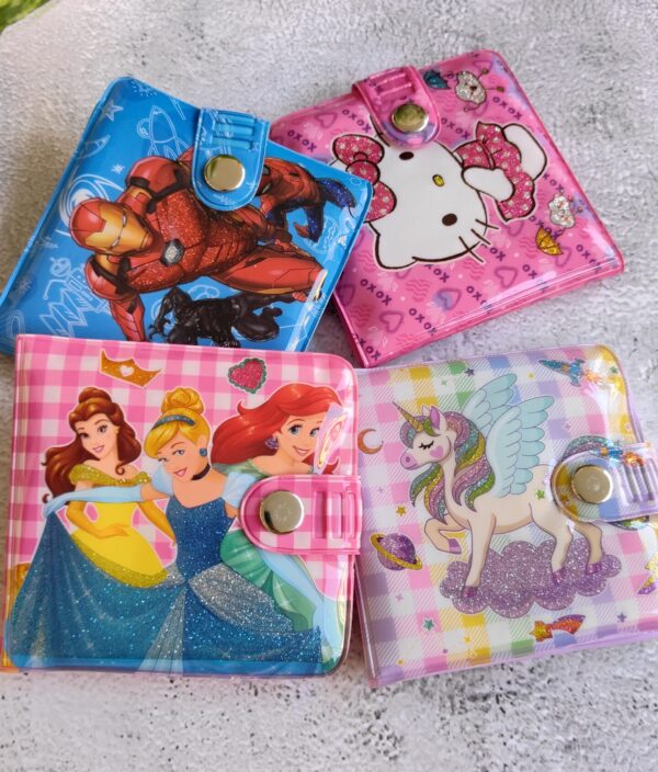 2 Fold Plastic Wallet for Kids with Cartoon Prints
