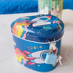 Space & Unicorn Metal Piggy Banks : Save with a Smile!